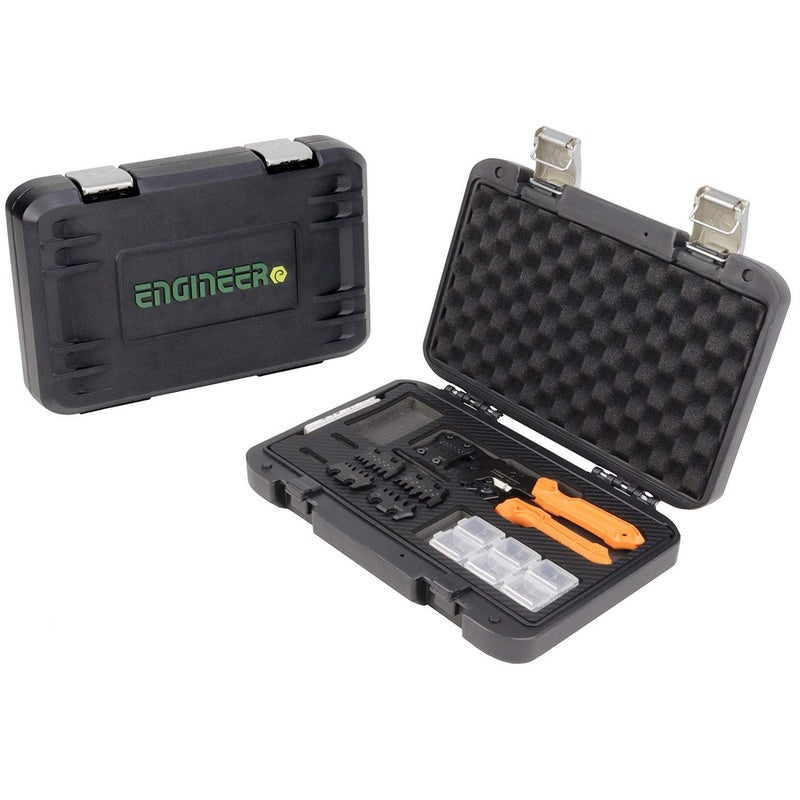 ENGINEER PAD-02 Handy Crimp Tool Kit Complete Set. Made in Japan: Versatile Precision Universal Crimping Set with 3 Inter-Changeable Dies. Orange - Image 1
